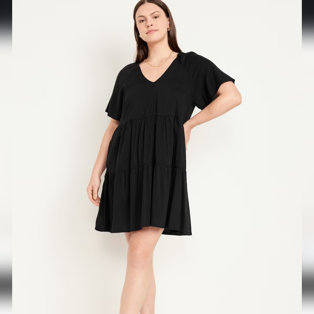 NWT Old Navy black V-neck mini swing dress size XL